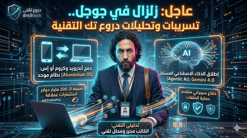 عاجل: زلزال في جوجل.. تسريبات وتحليلات دروع تك التقنية تكشف دمج أندرويد وكروم أو إس وإطلاق الذكاء الاصطناعي المستقل (Gemini 4.0)