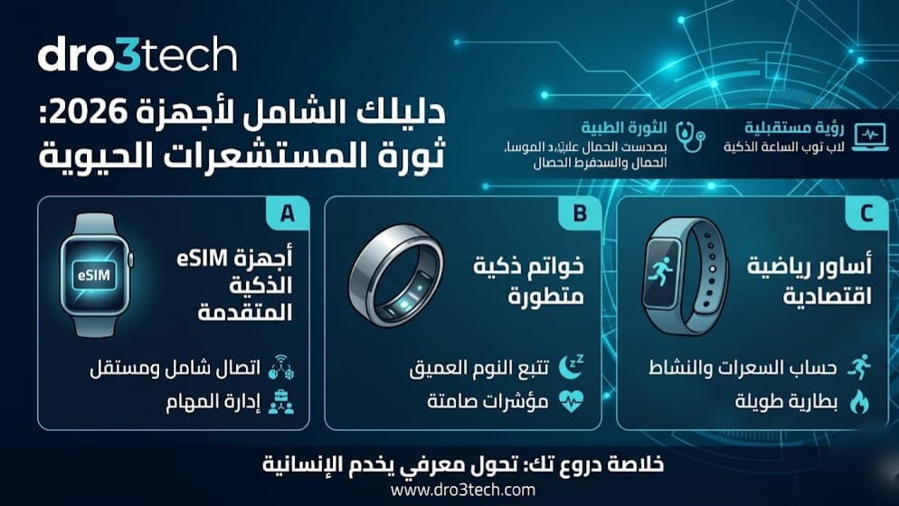الساعات والأجهزة القابلة للارتداء في 2026: ثورة المستشعرات الحيوية وهل أصبحت بديلاً حقيقياً للهواتف؟
