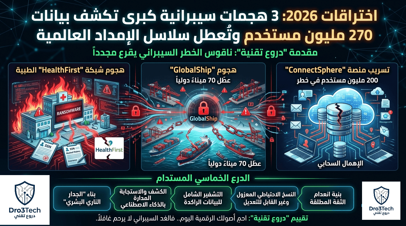 اختراقات 2026: 3 هجمات سيبرانية كبرى تكشف بيانات 270 مليون مستخدم وتُعطل سلاسل الإمداد العالمية