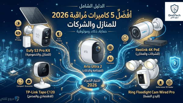 الدليل الشامل 2026: أفضل 5 كاميرات مراقبة للمنازل والشركات لحماية لا تقبل المساومة