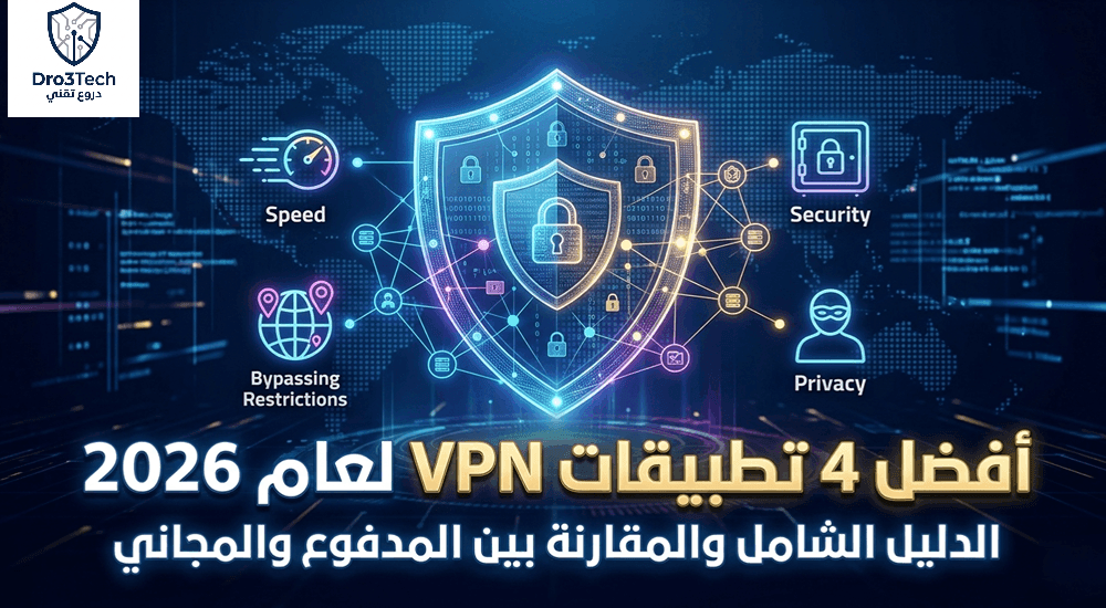 أفضل 4 تطبيقات VPN لعام 2026 والفرق بين المدفوع والمجاني