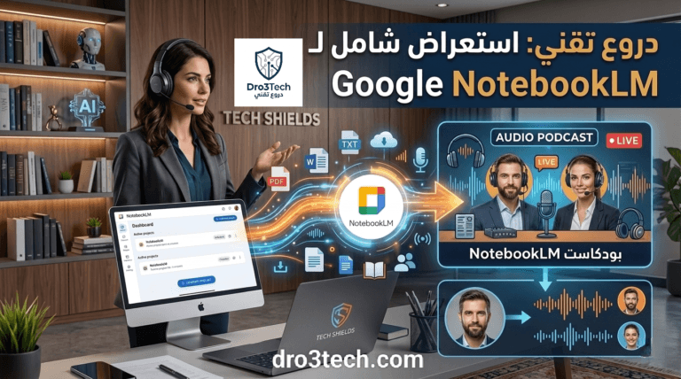 الدليل الشامل من دروع تقني: كيف تحول مستنداتك المعقدة إلى “بودكاست” تفاعلي ذكي باستخدام Google NotebookLM؟