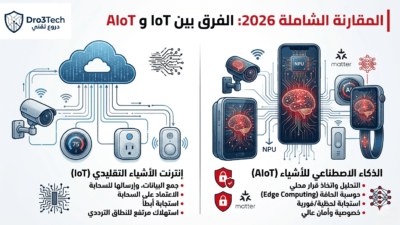 المقارنة الشاملة 2026: الفرق بين إنترنت الأشياء التقليدي (IoT) والذكاء الاصطناعي للأشياء (AIoT)