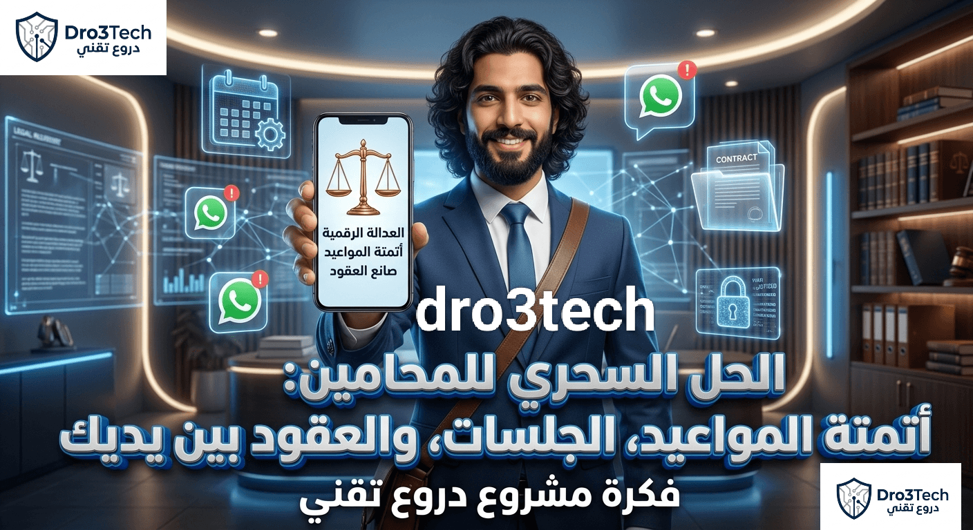 الحل السحري لمشاكل المحامين: أتمتة المواعيد، الجلسات، والعقود بين يديك (فكرة مشروع دروع تقنى)