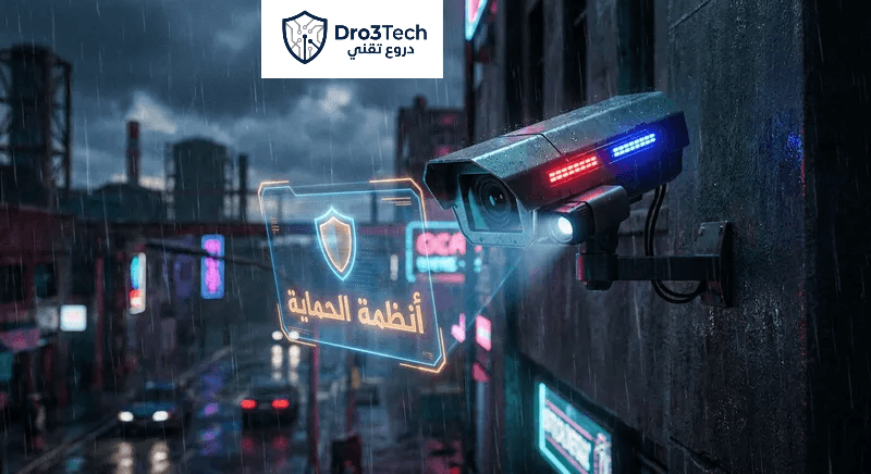 كاميرا مراقبة خارجية تفعل تقنية الردع النشط ضمن أحدث أنظمة الحماية لعام 2030.