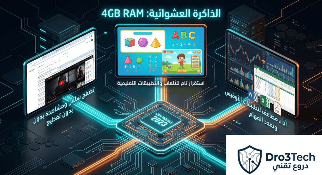 إنفوجرافيك يوضح تأثير ترقية الذاكرة العشوائية إلى 4 جيجابايت في تابلت أمازون Fire HD 10 على الألعاب وتعدد المهام