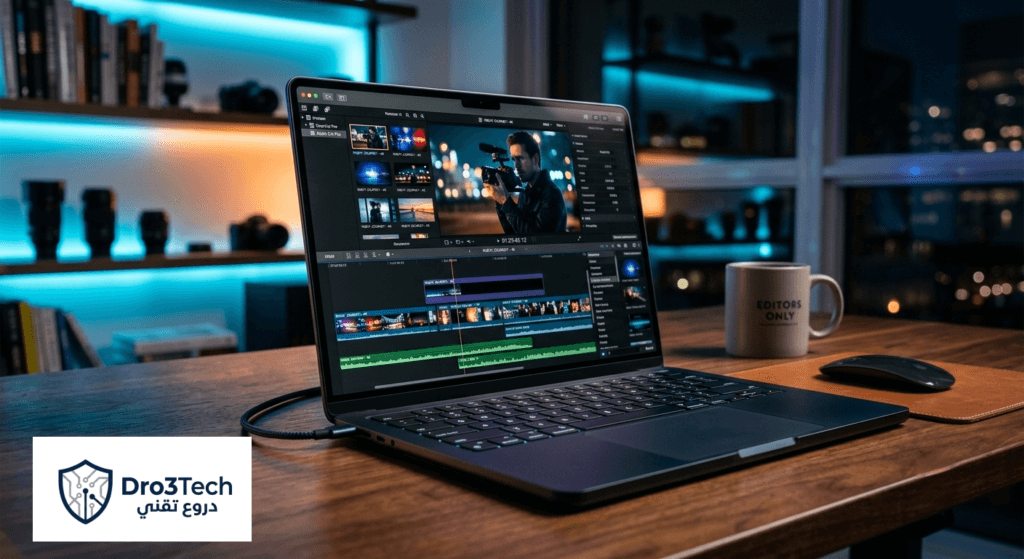 جهاز Apple MacBook فائق النحافة بلون سماء الليل لصناع المحتوى
