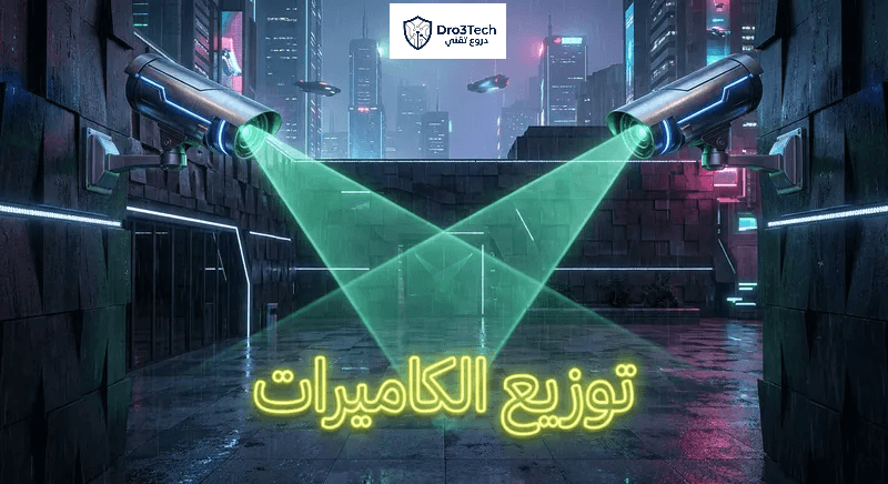 توزيع كاميرات المراقبة بشكل هندسي لتطبيق قاعدة زاوية التقاطع البصري ومنع النقاط العمياء.