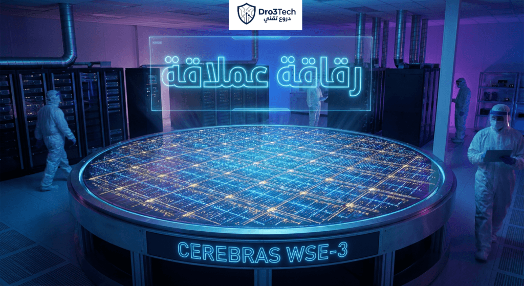 استعراض هندسي لـ رقاقة Cerebras WSE-3 المصنوعة من قرص سيليكون كامل داخل مركز البيانات
