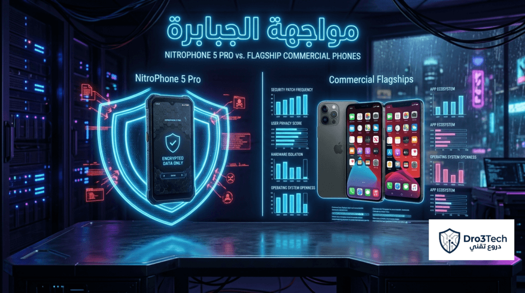 مقارنة أمنية توضح مواجهة الجبابرة بين الهاتف المصفح NitroPhone 5 Pro وهواتف آيفون وسامسونج