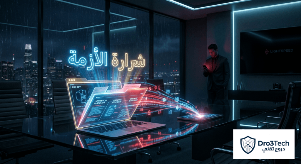 صورة تعبيرية تظهر تسريب بيانات سرية في غرف اجتماعات وادي السيليكون تمثل شرارة الأزمة بين تطبيقات التواصل الاجتماعي.