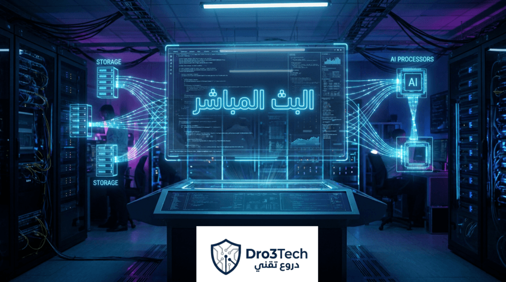 مخطط توضيحي لتقنية البث المباشر لنقل البيانات من وحدات التخزين إلى المعالجات مباشرة