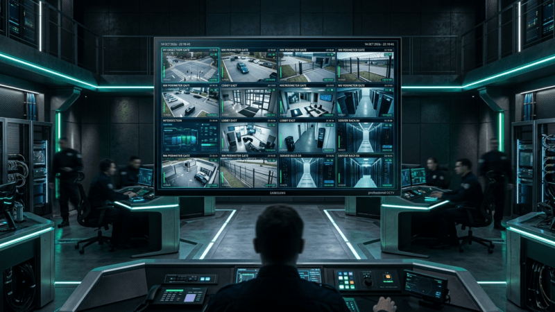 مراجعة شاشة Samsung CCTV الاحترافية لعام 2026: دليل تجهيز غرف التحكم المركزية